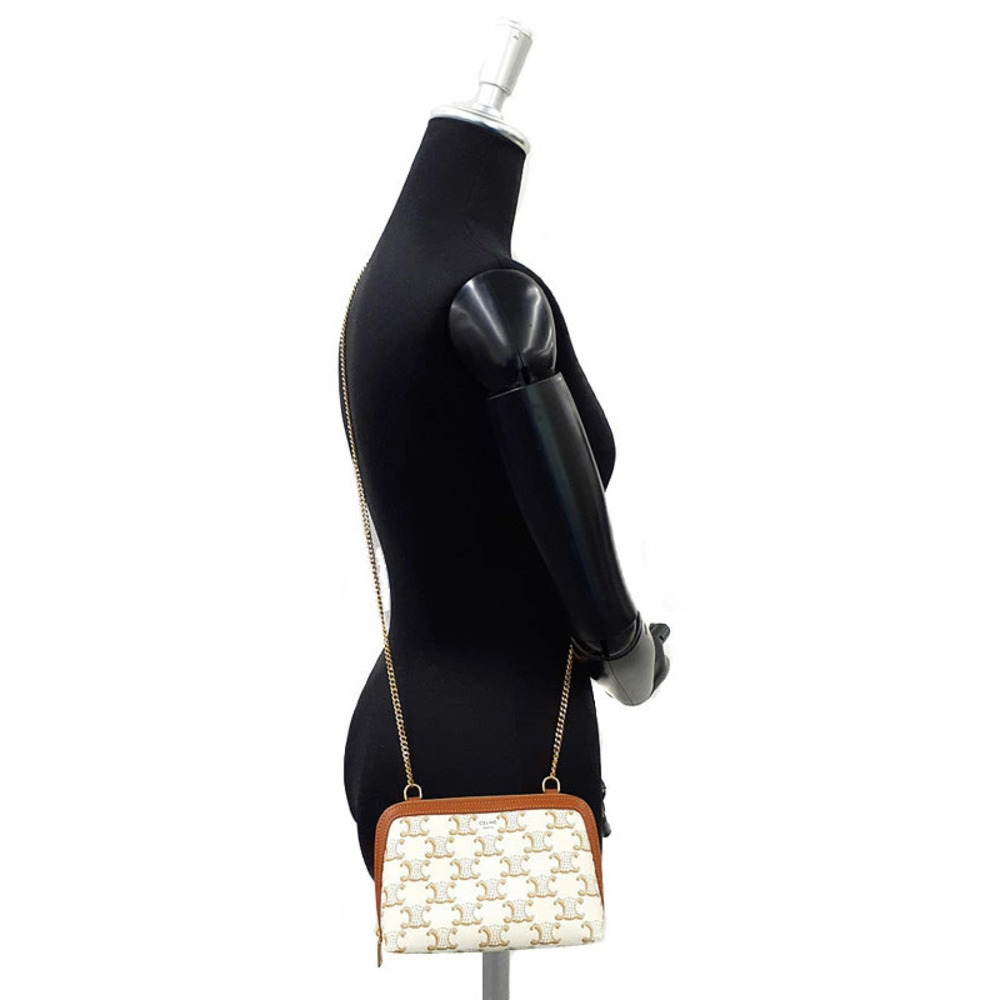Celine Triomphe Canvas Chain Clutch Shoulder Bag - Picture 9 of 9